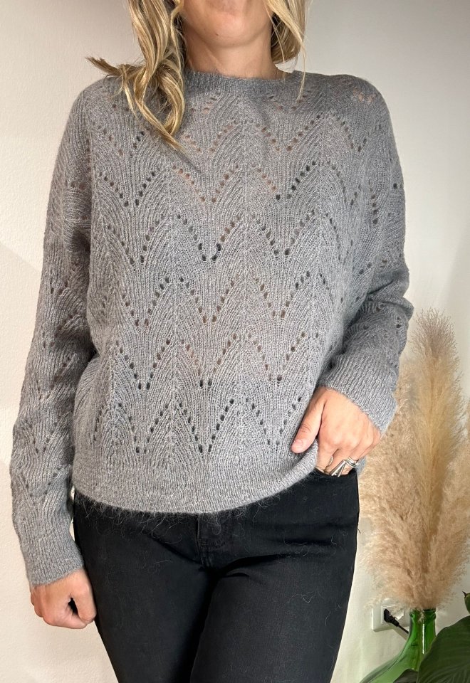 Maglione traforato lana - Grigio -  L