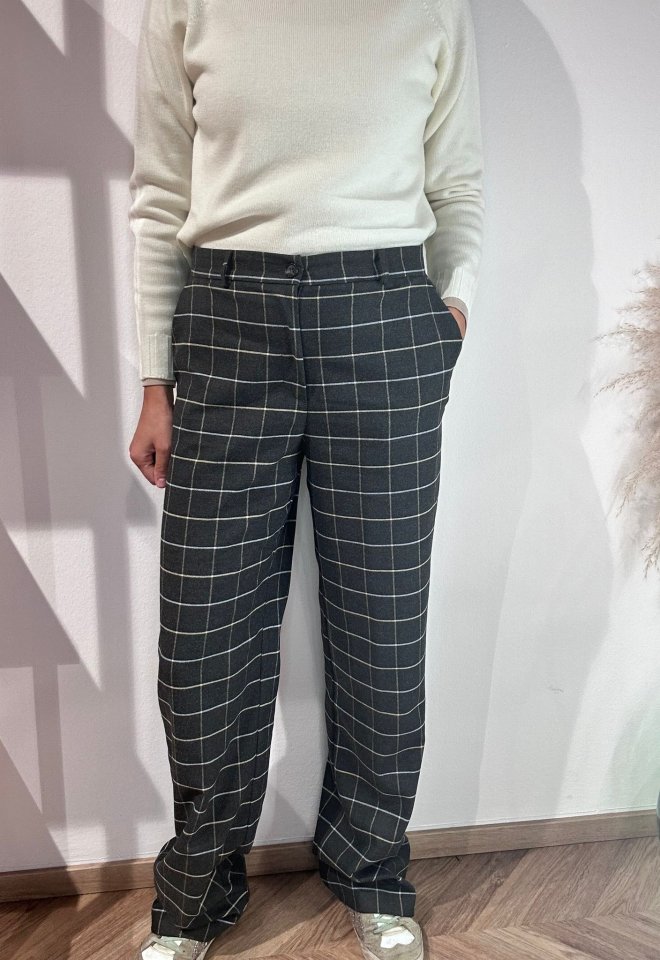 Pantalone a quadri - Grigio -  44