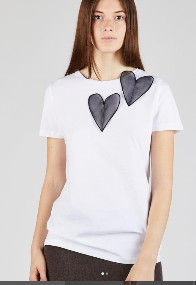 t-shirt cuori - Bianco -  XS